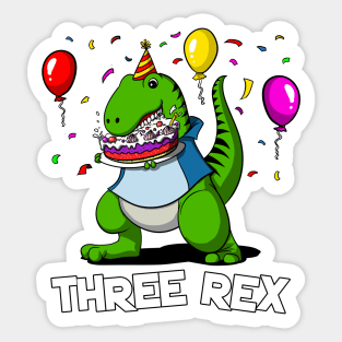 Dinosaur Three Rex 3rd Birthday Party Sticker